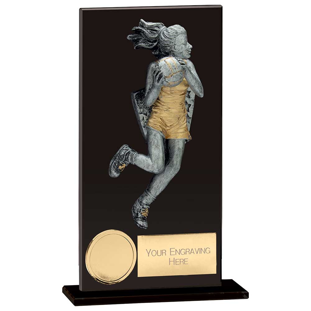 Netball Player Glass Plaque