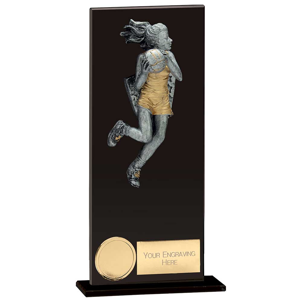 Netball Player Glass Plaque